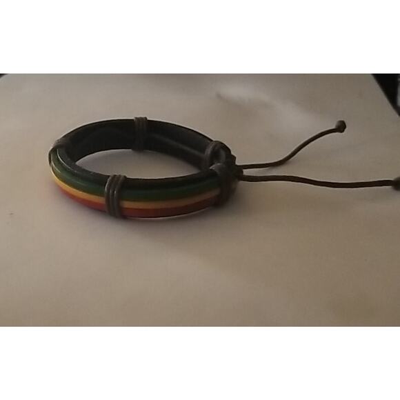 Adjustable Rasta Reggae Bracelet Multicolor - Picture 12 of 13